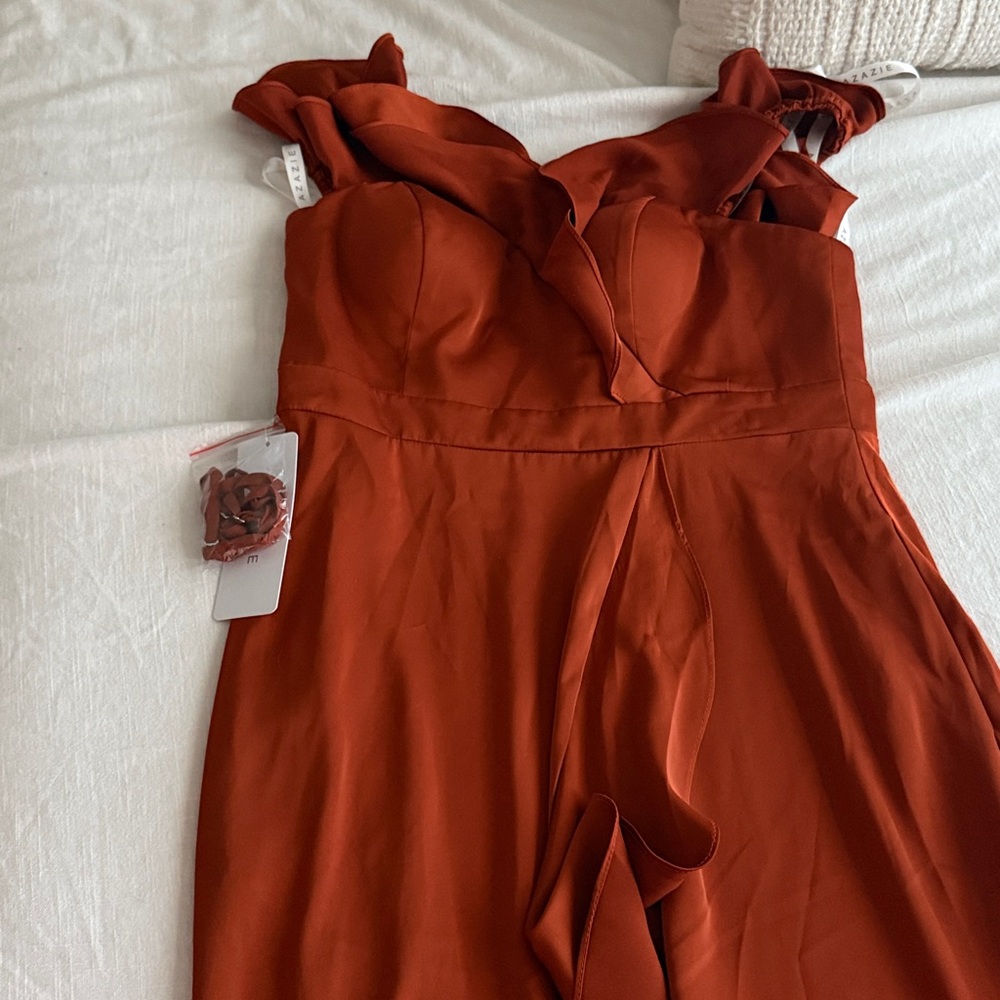Azazie One-Shoulder Ruffle Maxi Dress - Rust - Picture 3 of 3